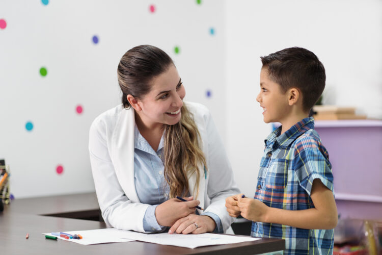 young child getting a psychological assessment.